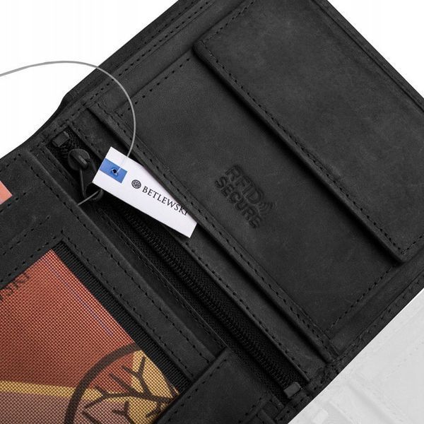 Мужской кожаный кошелек Betlewski с RFID 12,8 х 10 х 2,5 (BPM-HT-62) - черный BPM-HT-62 фото