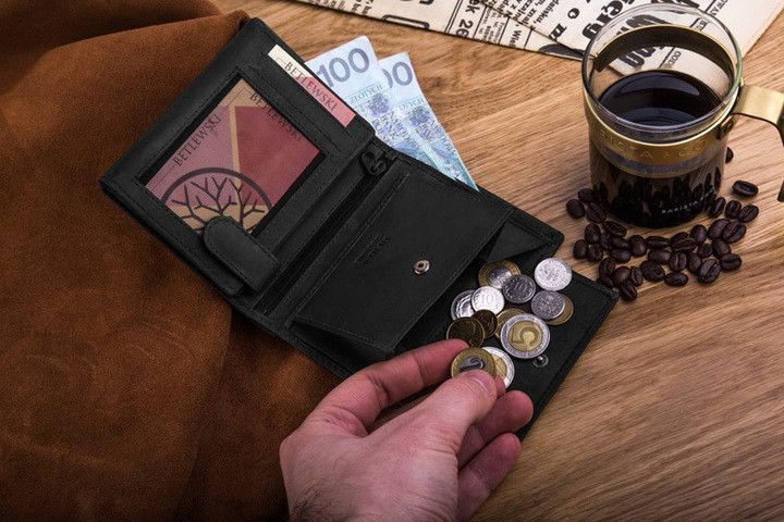 Мужской кожаный кошелек Betlewski с RFID 12,8 х 10 х 2,5 (BPM-HT-62) - черный BPM-HT-62 фото
