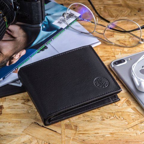 Мужской кожаный кошелек Betlewski с RFID 12,5 х 9,5 х 2 (ETPM-KZ-61) - черный ETPM-KZ-61 фото