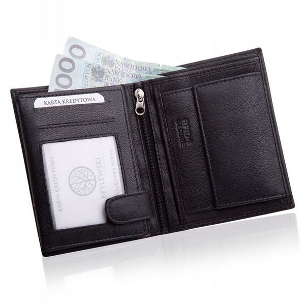Чоловічий шкіряний гаманець Betlewski з RFID 12,4 х 10 х 2,5 (BPM-SZ-62) - чорний BPM-SZ-62 фото