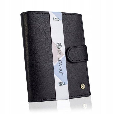 Чоловічий шкіряний гаманець Betlewski з RFID 12,8 х 10 х 2,5 (BPM-BH-64) - чорний BPM-BH-64 фото