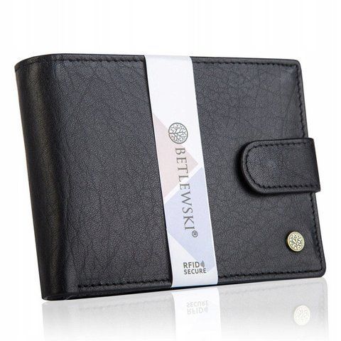 Чоловічий шкіряний гаманець Betlewski з RFID 9,5 х 12,5 х 2,5 (BPM-BH-60) - чорний BPM-BH-60 фото