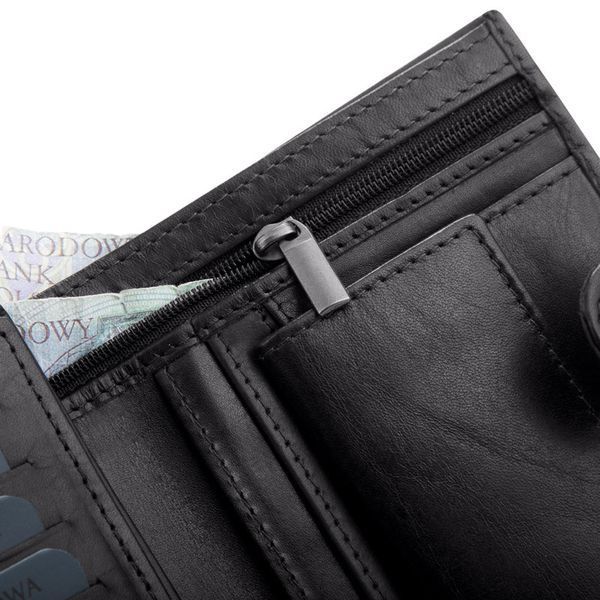 Мужской кожаный кошелек Betlewski с RFID 12,4 х 9,5 х 3 (BPM-VTC-64) - черный BPM-VTC-64 фото