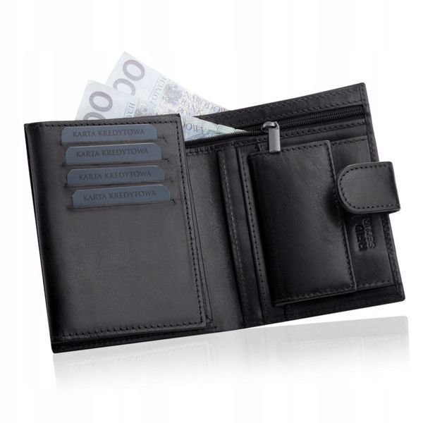 Мужской кожаный кошелек Betlewski с RFID 12,4 х 9,5 х 3 (BPM-VTC-64) - черный BPM-VTC-64 фото