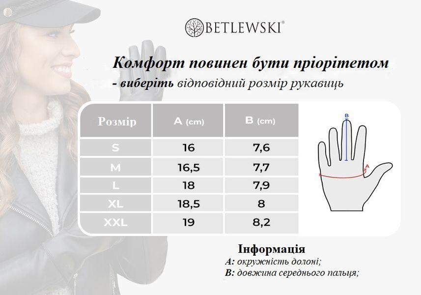 Женские кожаные перчатки Betlewski ITouch (GLD-BG-5) - черные GLD-BG-5 фото