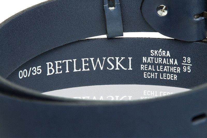 Ремінь чоловічий шкіряний Betlewski&reg; 3,5 х 0,4 (LIC35-0) &mdash; синій LIC35-0 фото