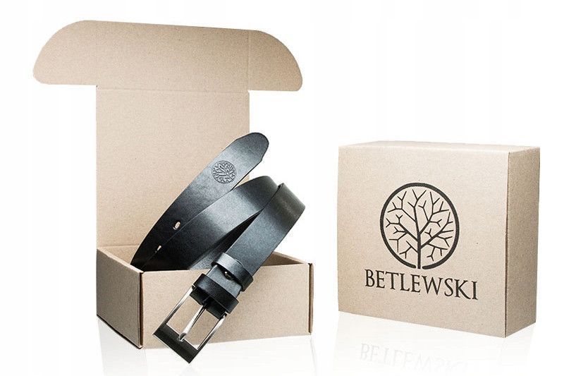 Ремень мужской кожаный Betlewski&reg; 2,9 х 0,4 (LIC30-0) - черный LIC30-0 фото