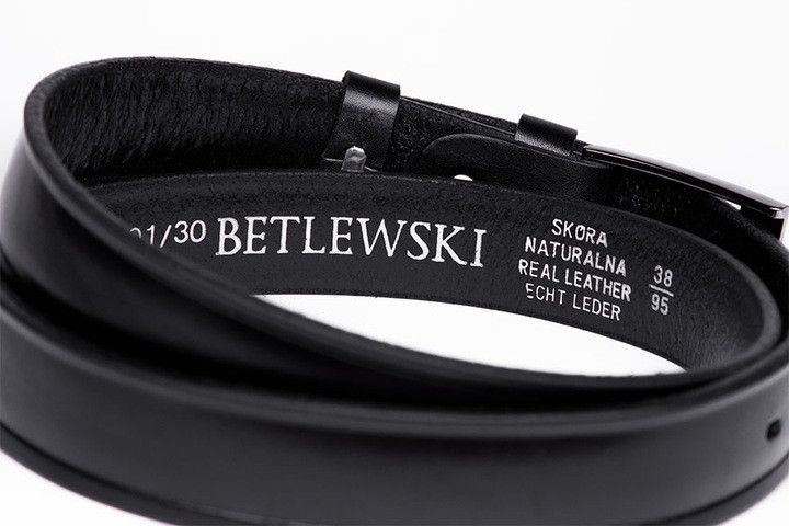 Ремень мужской кожаный Betlewski&reg; 2,9 х 0,4 (LIC30-2) - черный LIC30-2 фото